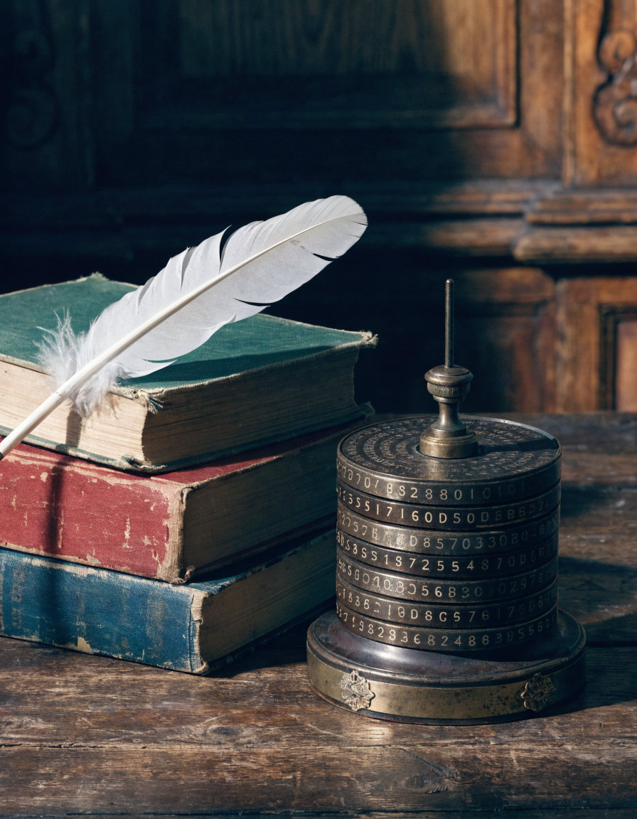 Collection of different cryptogram puzzle types displayed on a table with magnifying glass and notebook